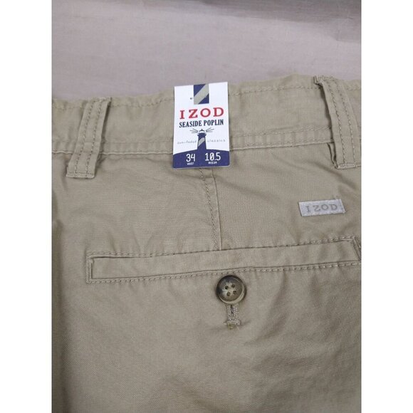 Mens IZOD Seaside‎ Poplin Flat Front Shorts Cedarwood Khaki Size 34W X 10.5L - Picture 11 of 16